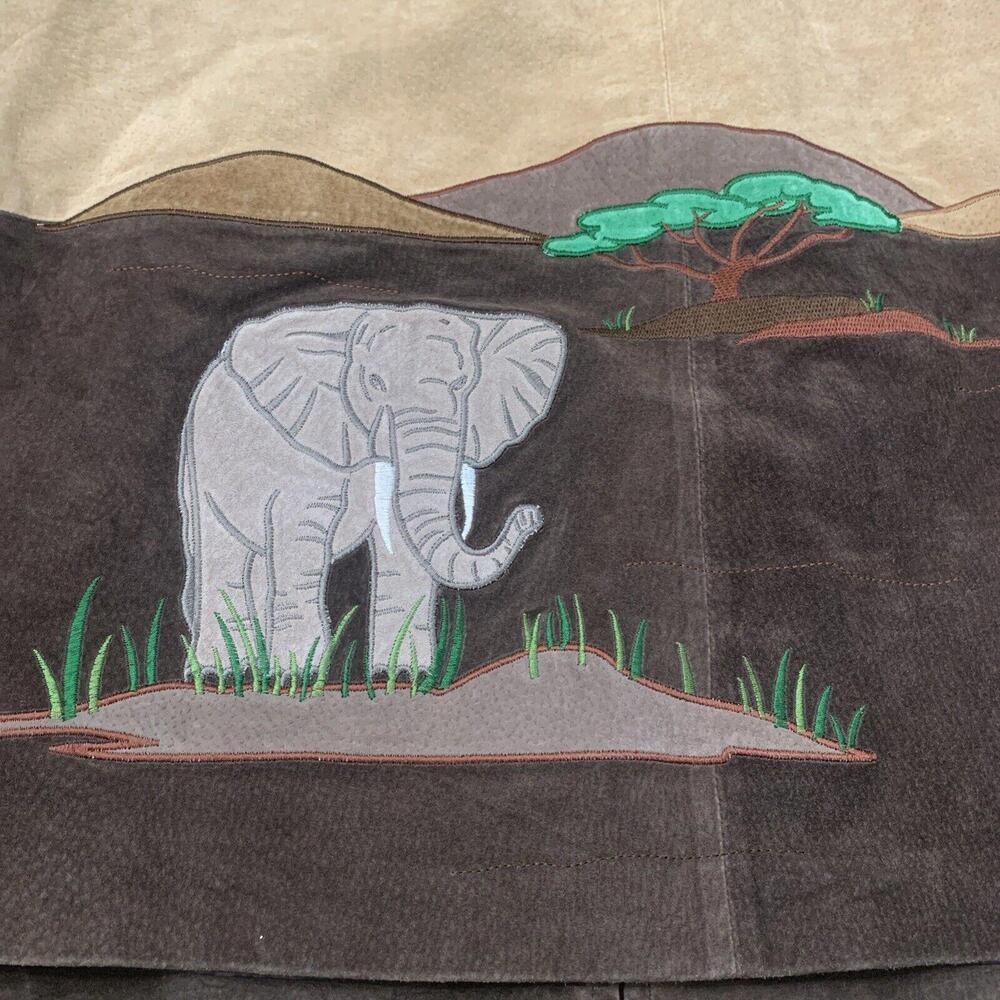 Womens The Quacker Factory Safari Jacket SZ 3XL Tan Leather Full Zip Embroidered - Picture 9 of 10